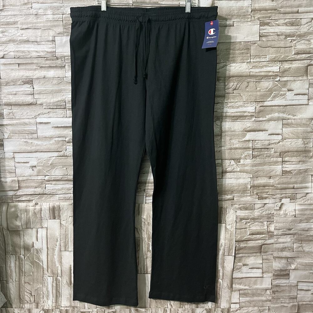 Champion Men 2XL Black Pants Cotton Authentic Athletic Lounge Sweatpants NWT